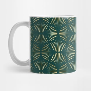 Teal and Gold Vintage Art Deco Splayed Fan Palm Pattern Mug